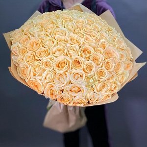 Букет «101 роза Пич Аваланч»
