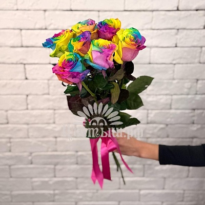 Букет 7 роз Эквадор «Rainbow»