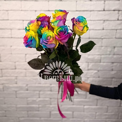 Букет 9 роз Эквадор «Rainbow»