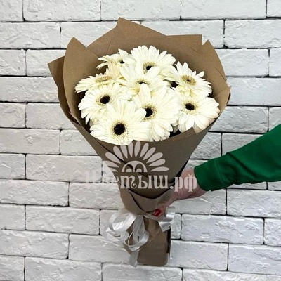 Букет 9 белых гербер