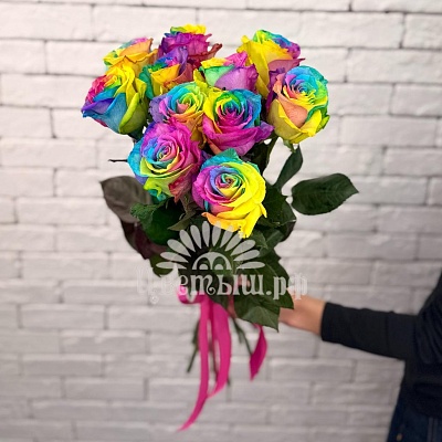 Букет 11 роз Эквадор «Rainbow»