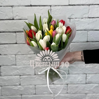 Букет 25 тюльпанов Микс
