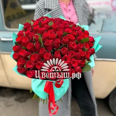 Букет 101 роза «Red Torch»