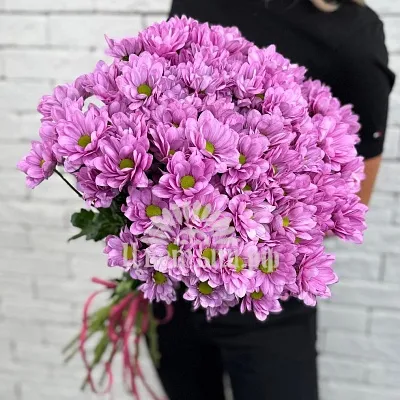 Букет 15 кустовых хризантем «Grand Pink»